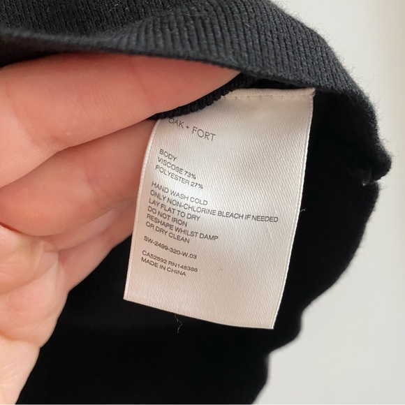 Oak and Fort BLACK mock neck short sleeve sweater tee - Picture 9 of 10